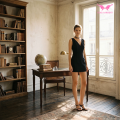 Schwarzes Slim-Fit-Minikleid mit tiefem V-Ausschnitt
