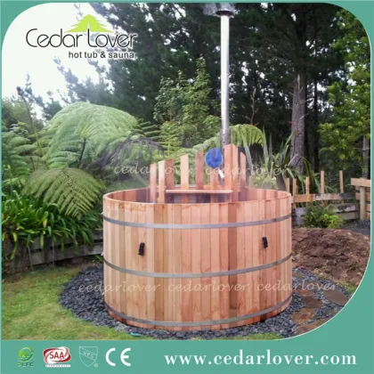outdoor wooden spa bathtub
