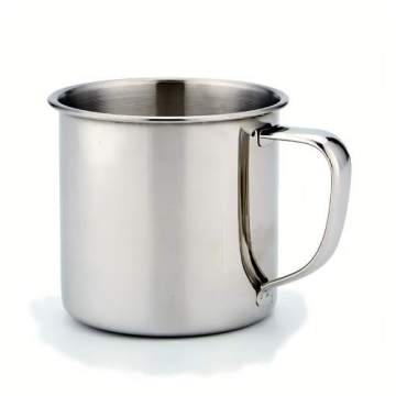 Kaffeetasse aus Metall mit Henkel, einwandig