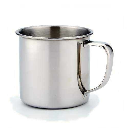 Kaffeetasse aus Metall mit Henkel, einwandig