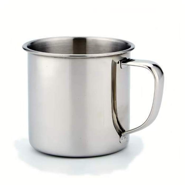 Kaffeetasse aus Metall mit Henkel, einwandig