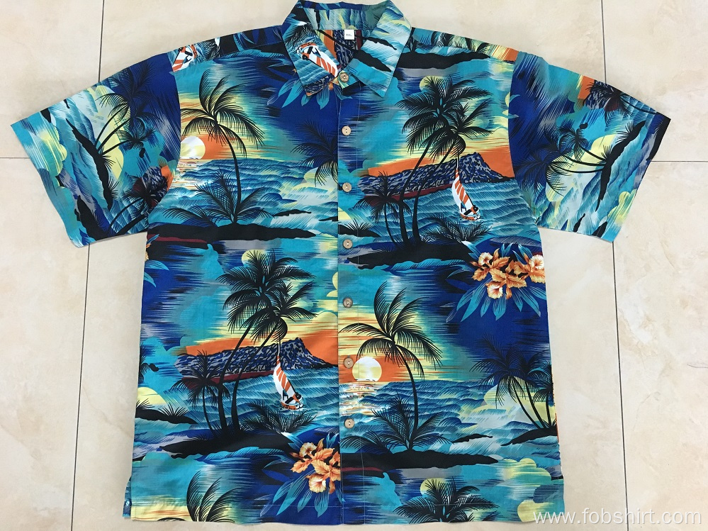 Polyester printing seaside hawaii shirt