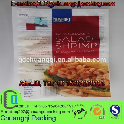 resealable closure wild caught pacific coldwater shrimp packing bags