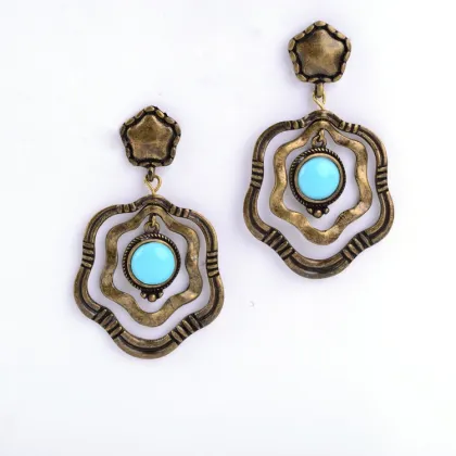 Golden and Silver Womens Initial Drop Statement Earrings