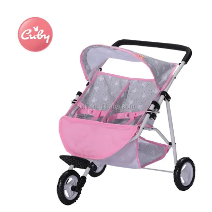 Double Doll Stroller for Twins - Baby Toy with Double Seats
