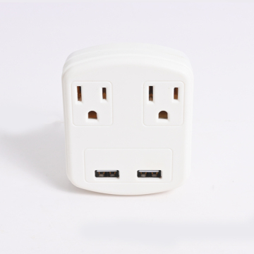 2-Outlet USB Surge Protector Charger with Adapter - Conversion Plug Included