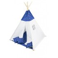 Teepee azul para as crianças estrelas com almofadas