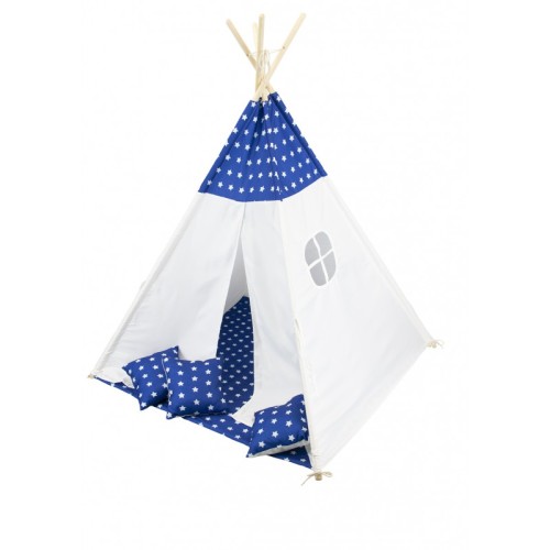 China Blue Teepee For Kids Stars With Pillows Supplier