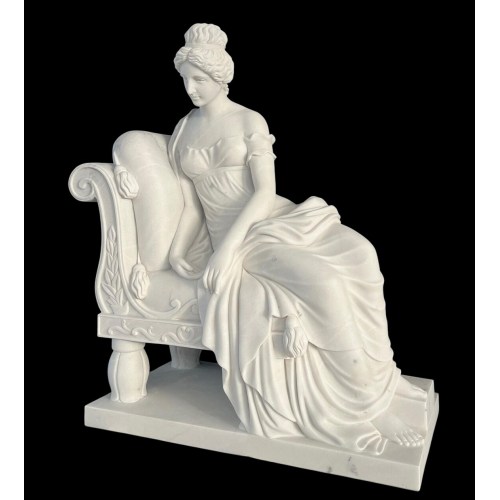 Marble Sentada Señora Estatua Elegante escultura de jardín