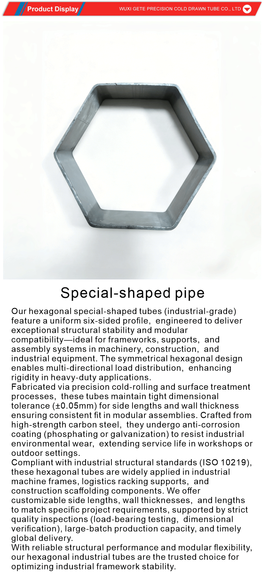 special shaped steel pipe hexagon