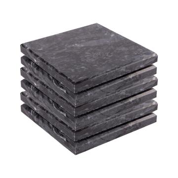 Contemporary Handmade Black Marble Square Coasters - Set of 4