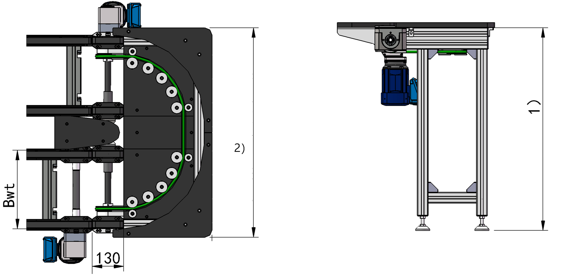 KV180 Belt Conveyor Curve Design