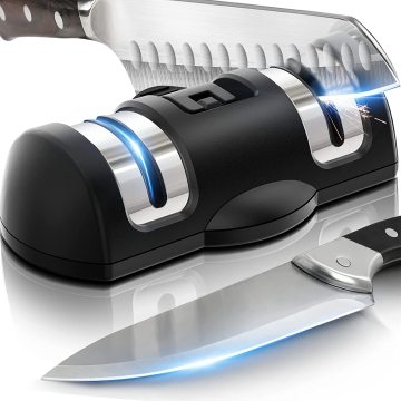 Professional Kitchen Knife Sharpener: New Ceramic & Diamond Grinding Wheels with Suction Pad