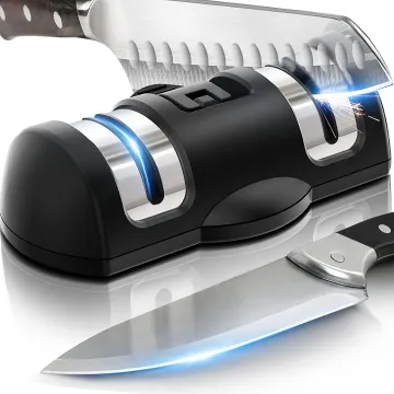 Professional Kitchen Knife Sharpener: New Ceramic & Diamond Grinding Wheels with Suction Pad