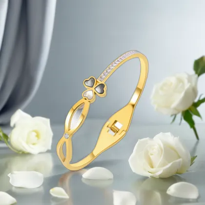 Gold Color Stainless Steel Star Moon Diamond Bangle Bracelet Jewelry