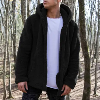 Mens Winter Warm Faux Fur Overcoat