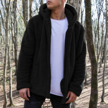 Mens Winter Warm Faux Fur Overcoat