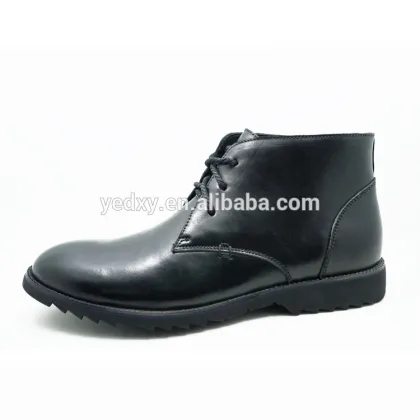 classic design high cut black color middle age men leather casual shoes