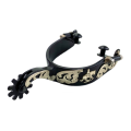 Black Steel Reining Spurs With Floral Decorations