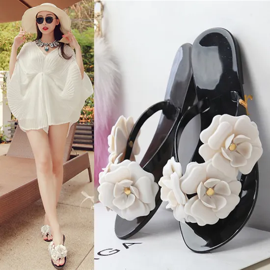 Summer Women Sandals Flip Flops Outside Women Slippers Female Beach Shoes with Floral Ladies jelly shoes