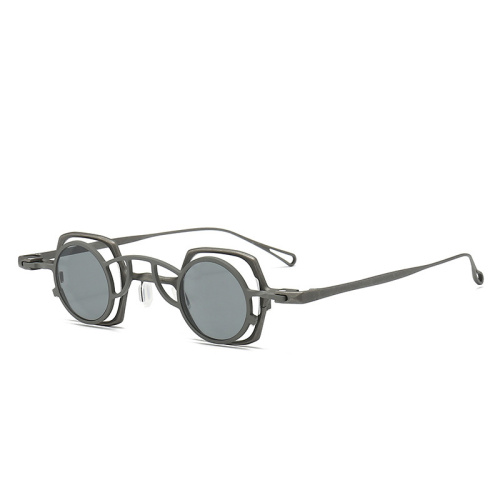 Vintage Handmade Pure Titanium Sunglasses Round Titanium Clip-On Sunglasses Manufactory