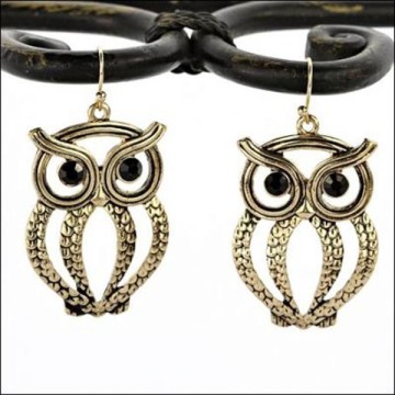 Wholesale Fashion Jewelry Gold Animal "Owl" Fish Hook Earring