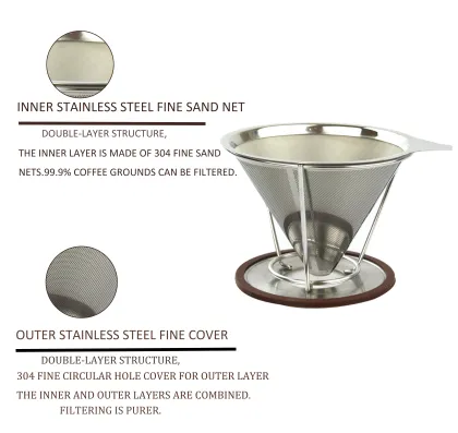 2020 Newest Hot sales worldwide Stainless Steel Coffee Filter Cone/Clever Coffee Dripper /Drip Coffee Maker with Holder