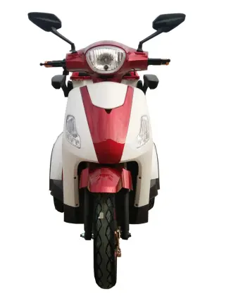 Old man riding three wheel electric bike