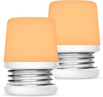 LOHAS Press Control Mini LED Night Light - USB Rechargeable and Adjustable Amber Portable Night Lamps for Kids Room