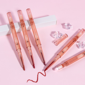 Wholesale Private Label Double-Ended Twist Up Velvet Lip Liner with Brush