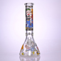 35 cm/13,8 pollici, occhiale hippies, bong da becher di vetro con adesivi da cartone animato, tubo d&#39;acqua di vetro borosilicato, bong di vetro, caveah di vetro