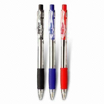 Press Action Ball Pens with Rubber Grip, 1.0mm Tip