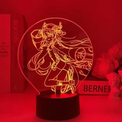 Customizable 3D Lamps with Characters from Genshin Impact: Ganyu, Hu Tao, Raiden Shogun, Xiao, and Venti - RGB Color Lights