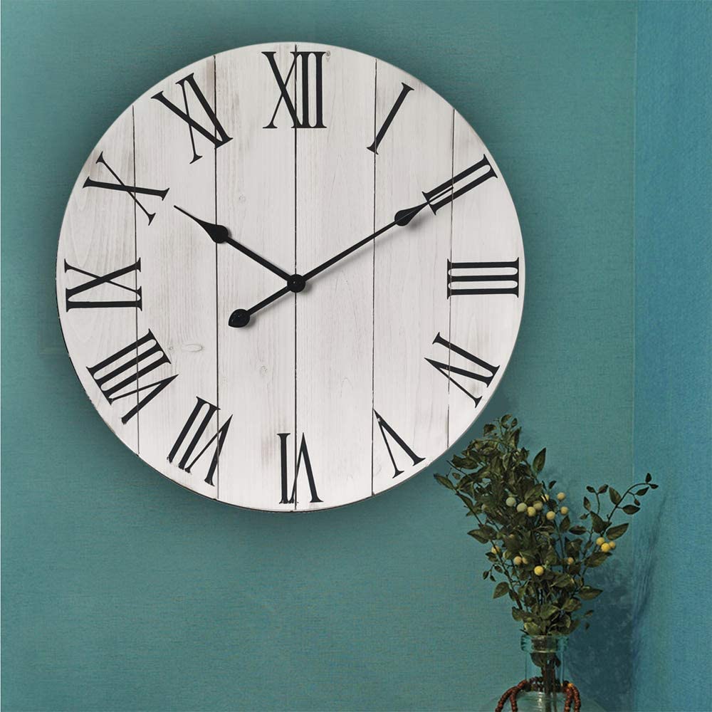 Horloge de quartz silencieuse de 24 pouces en bois