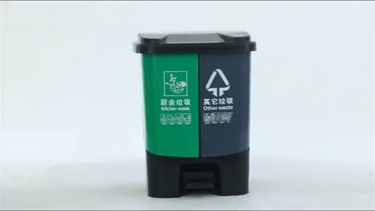 Large Plastic Trash Can with Dry Wet Separation for Office and Commercial Use