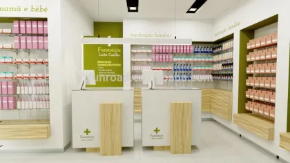 Green health products retail store eco-friendly wooden showcases