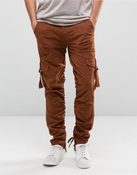 Custom OEM 100% Cotton Twill Breathable Taped Sides Concealed Fly Functional Cargo Pockets Plum Men's Pants