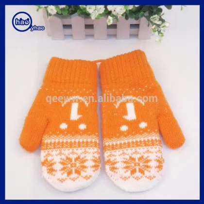 Wholesale cheap custom acrylic winter baby knitted gloves mittens