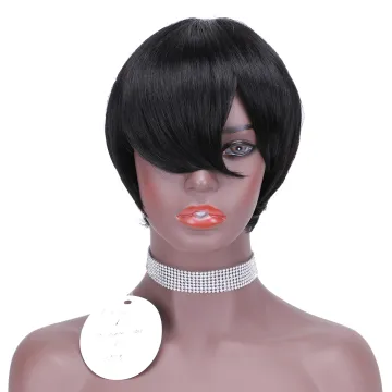 beesoul Cheap Short Pixie Human Hair Wigs 8 Inches Straight Bob Wigs 1B With Full Machine Human Wigs hair  for Black Women