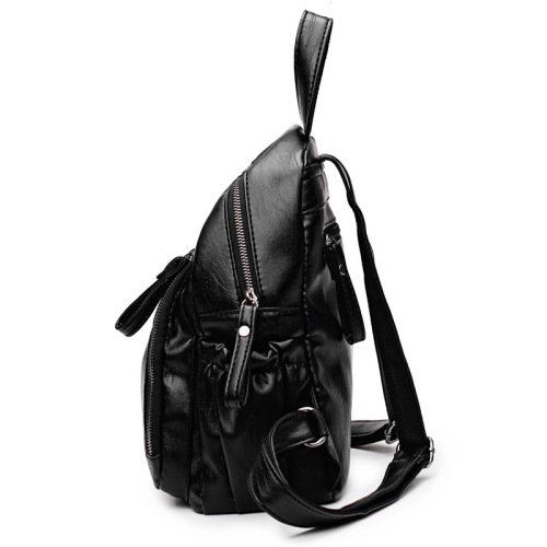 Mochila impermeable de cuero con cordones para mujer