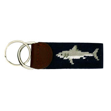 Needlepoint shark fish stitching by stitching key chain