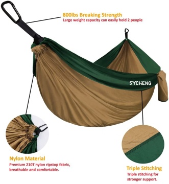 Portable Double Hammock Swing with Mosquito Net for Camping and Outdoors