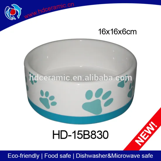 Cute cat footprint ceramic pet feeders and dog food bowl