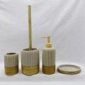 Beige Bathing Set Resin Bottle