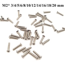 100PC M2 X 3/4/5/6/8/10/12/14/16/18/20 MM Carbon Steel Nickelage Flat head Philips Screw Precision Electronic Screw