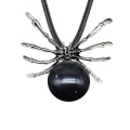 Black Onyx 16MM Ball Antique Silver Spider Pendant (47x40mm) Necklace 45cm Black Cord