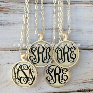 Silver Monogram necklace, Monogrammed gifts, Bridesmaid Gift, Personalized Jewelry, Bridal Party, Initial Monogram Necklace