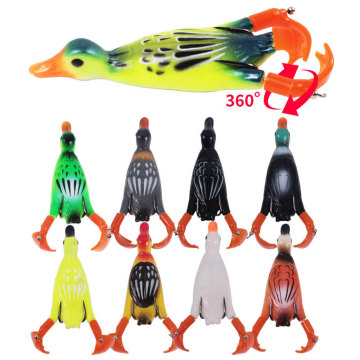 การหมุนของ Seafox 9 ซม. 11g 10 สีตะขอคู่ลอยอยู่ด้านบนของเป็ดเป็ดเหยื่อซิลิโคน