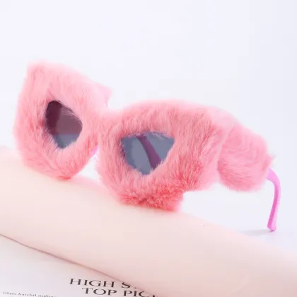 Handmade Oversized Cateye Fur Velvet UV400 Women's Sunglasses