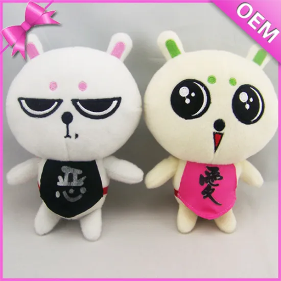 20cm Standing Angel and Devil Rabbit Plush Toy, Custom Stuffed Rabbit, Plush Toy Embroidery